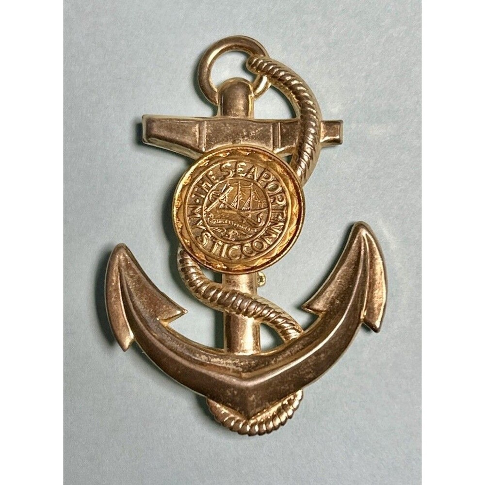 The Seaport -Mystic, Conn-Shipping Anchor Souvenir Brooch or Lapel Pin - Picture 1 of 2